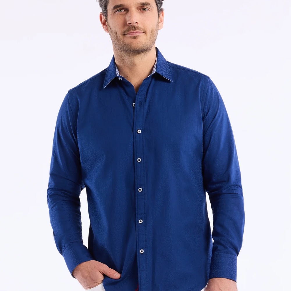 Robert Graham Windsor Navy Blue Dress Shirt NWT